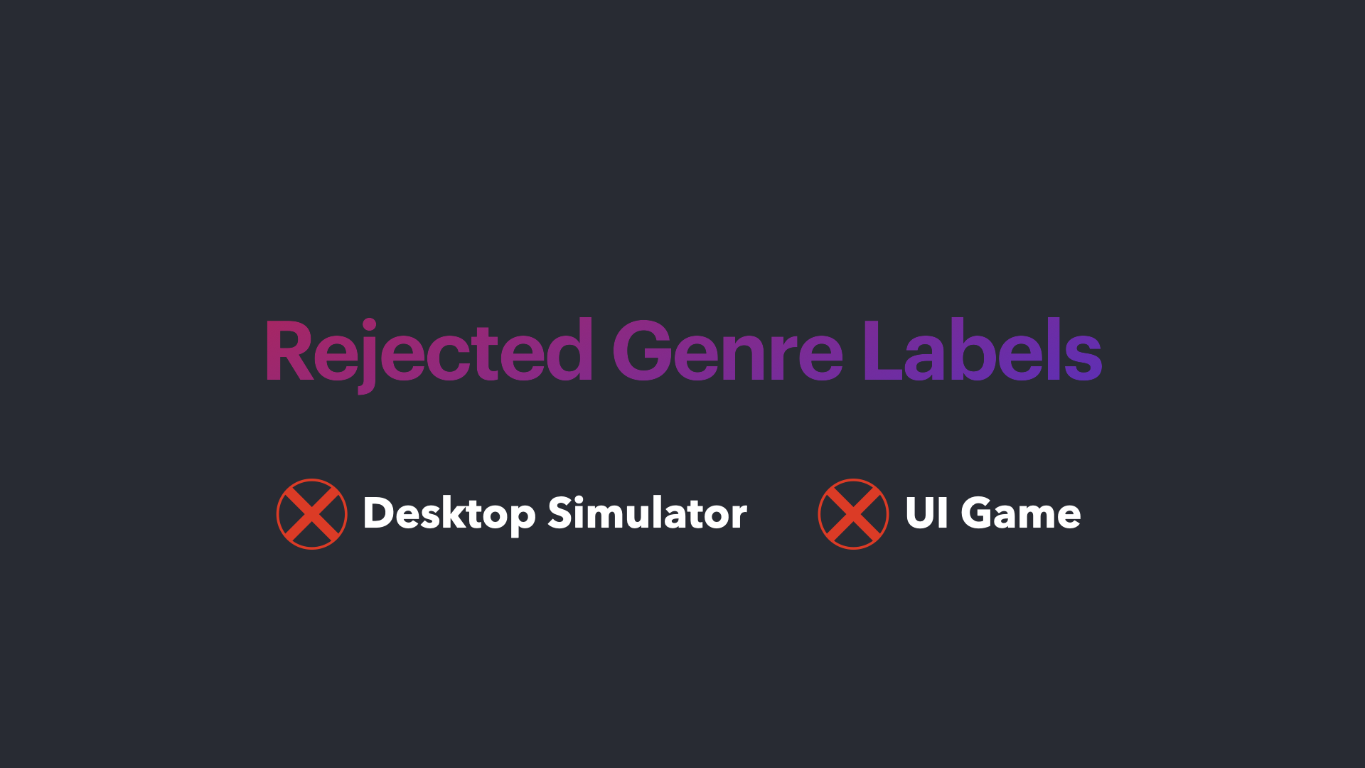 Text: Rejected labels - desktop simulator and UI game