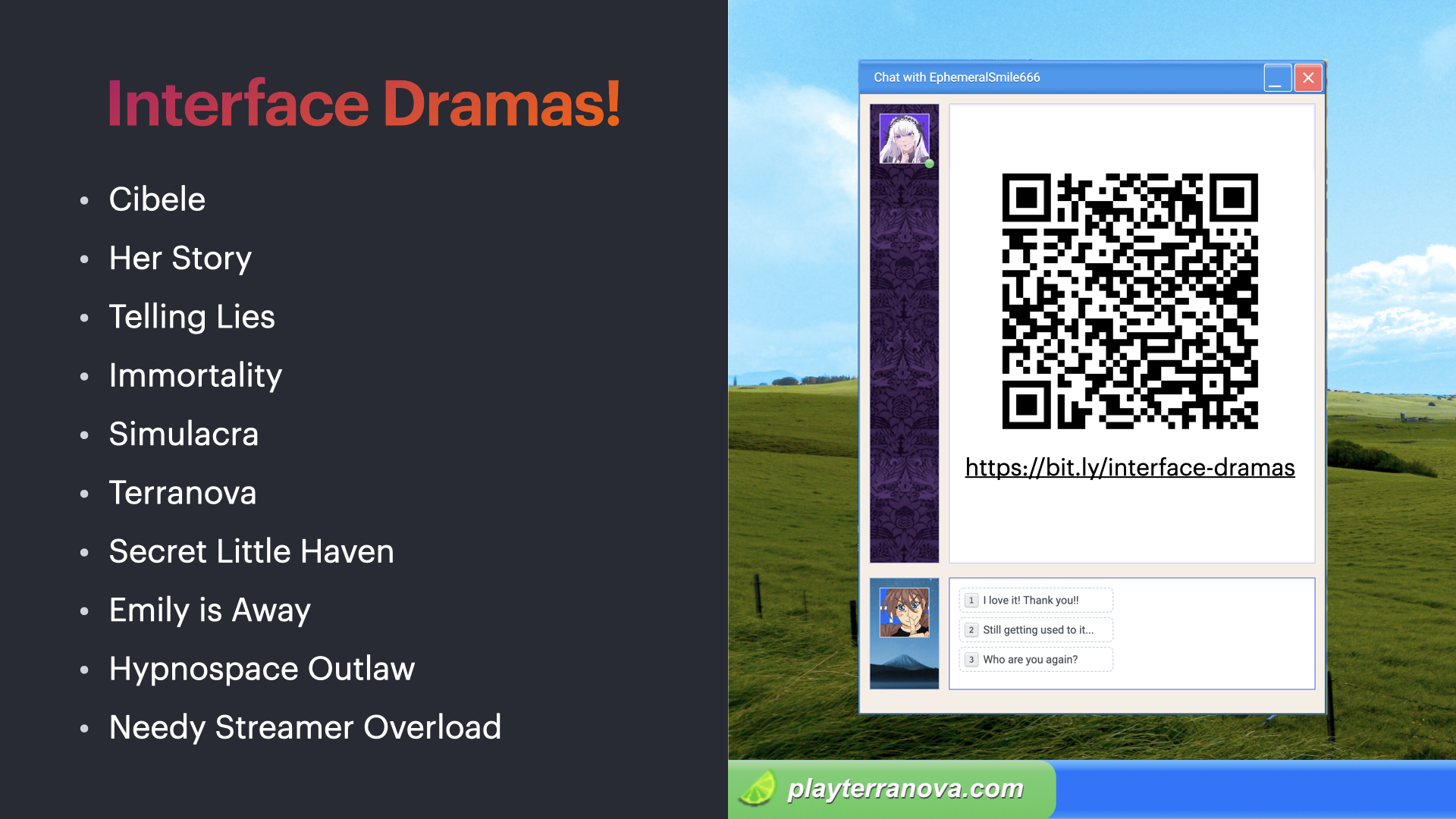 A list of interface dramas. Check out the link above to see the full list!